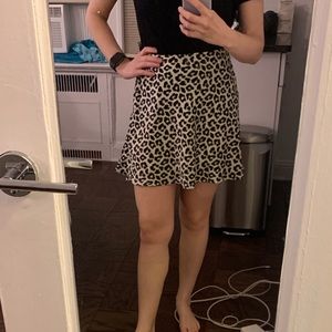 Satin leopard skirt